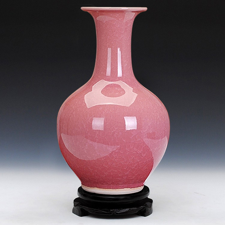 景德镇陶瓷器花瓶摆件中式插花官窑裂纹釉客厅仿古典家居客厅装饰