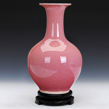 景德镇陶瓷器花瓶摆件中式插花官窑裂纹釉客厅仿古典家居客厅装饰