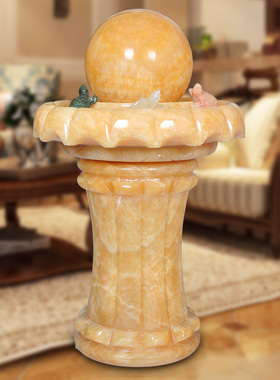 流水摆件石材球喷泉办公室客厅中式禅意假山装饰品开业礼物大型款