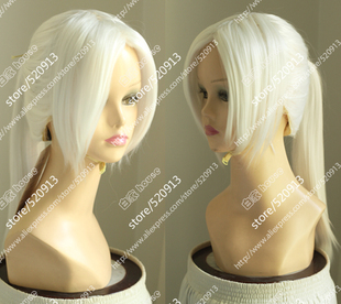 COS假发 唐门 炮哥 剑侠情缘网络版三 白色长发 造型款 后扎马尾