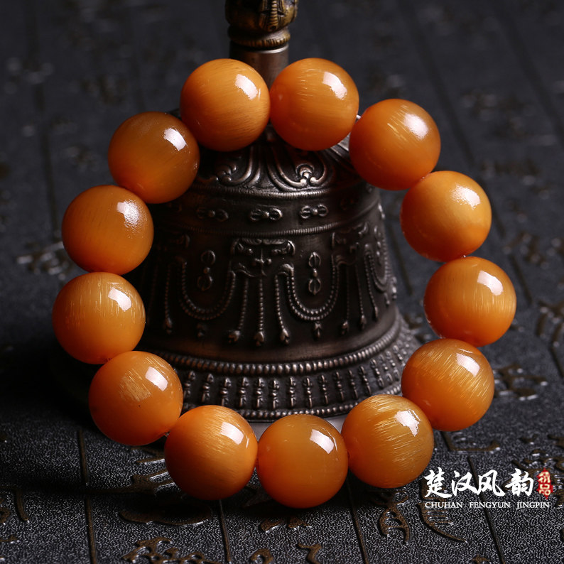 精品正宗天然山龟甲乌龟壳手链黄金甲圆珠金丝手串男文玩饰品16mm