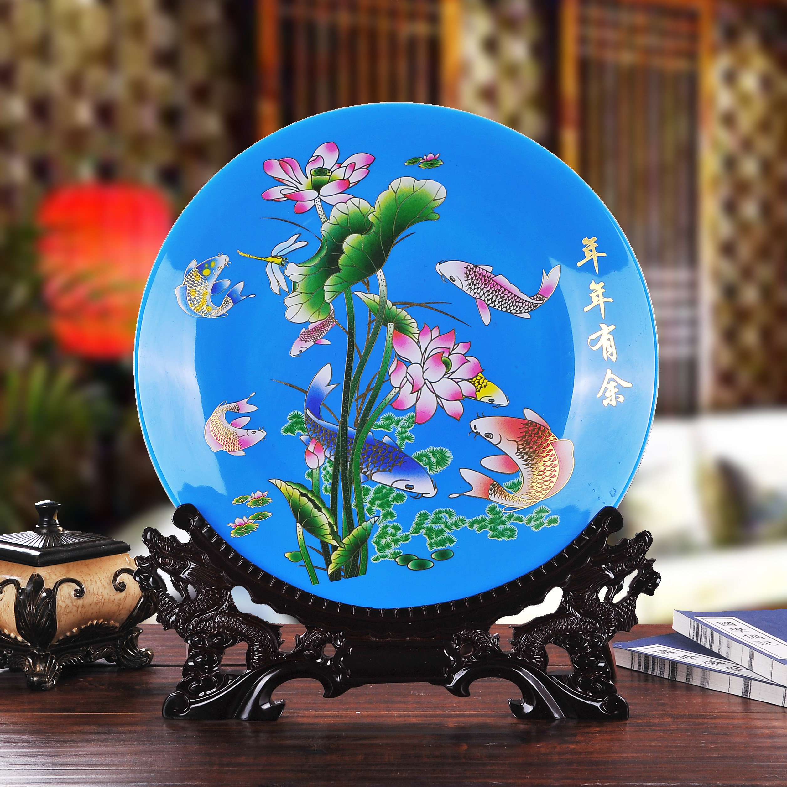 景德镇大号 陶瓷瓷盘摆件 工艺品陶瓷挂盘看盘坐盘摆盘装饰品盘子