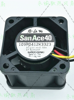 原装三洋 109P0412K3323 12V 0.55A 4CM 4028 工控机 3线散热风扇