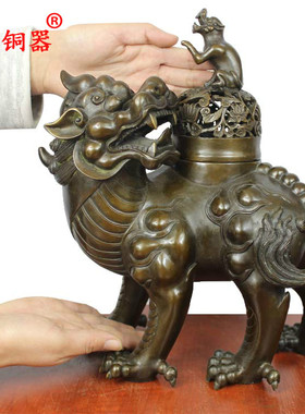 黄铜香炉貔貅瑞兽摆件工艺品