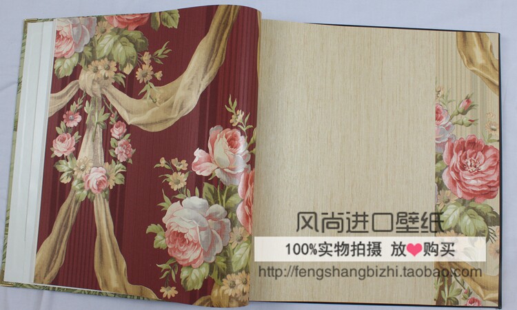 美国原装进口纯纸壁纸  红色大花 婚房AB版 满铺 团花图案 墙纸