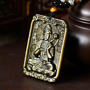 2026年金曜石属马守护神大势至菩萨本命佛生肖马黑耀石普萨吊坠