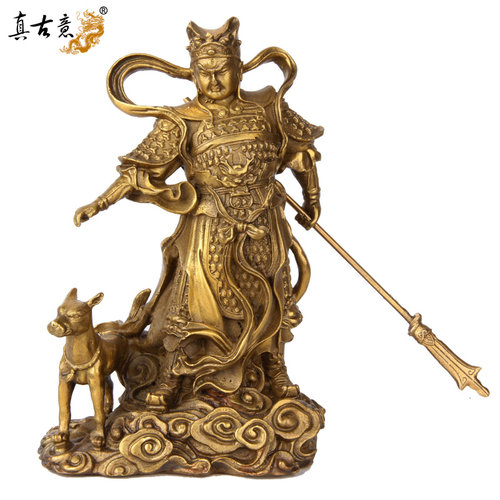 纯铜二郎神杨戬哮天犬风水摆件
