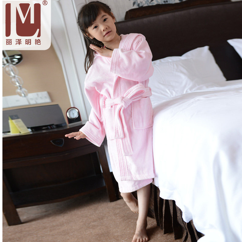 全棉毛巾料儿童浴袍 纯棉加厚带帽 男女童 春夏秋冬季柔软包邮