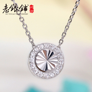 925 Sterling Silver Circle necklace old silver Pu ladies diamond necklace clavicle Korea fashion silver necklace as a birthday present