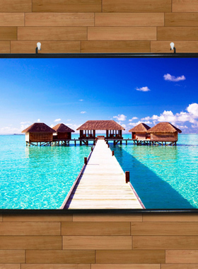马尔代夫天堂岛绝美风景海报挂轴画有框画卧室酒店装饰画壁画墙画