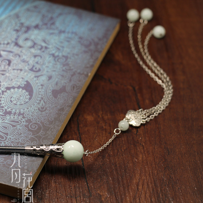 古代白色步摇发簪 古装公主长流苏仿古簪子头饰 古风盘发宫廷发饰