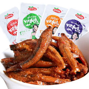 口水娃 口水鱼零食 香辣小鱼仔60包麻辣毛毛鱼干混合口味旗舰