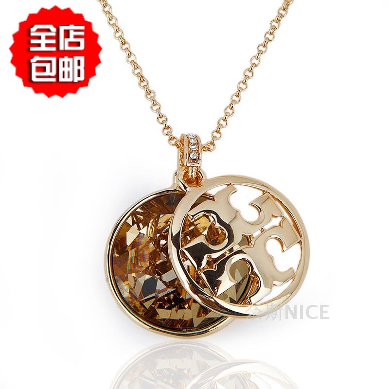 包邮新款韩国时尚百搭圆形双t字母项链可分开长款毛衣链女韩版