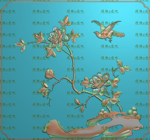 高清设计素材精雕图jdp灰度图bmp精品③花鸟门板300x280新款特价
