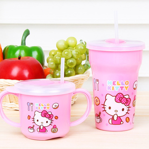 韩国进口 hello kitty 凯蒂猫 卡通不锈钢水杯吸管杯防烫杯 2款