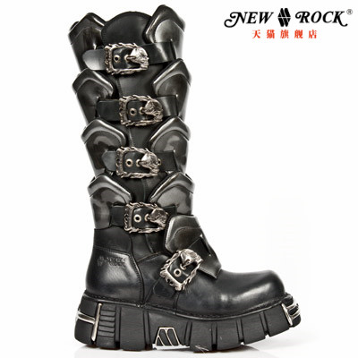 NEWROCK Official quality goods Treasure manual genuine leather customized Metal men and women locomotive High cylinder The thickness of the bottom Bootsin the Men's Shoes, Boots  category - from Buy2taobao.com to provide professional Taobao agent buy service
