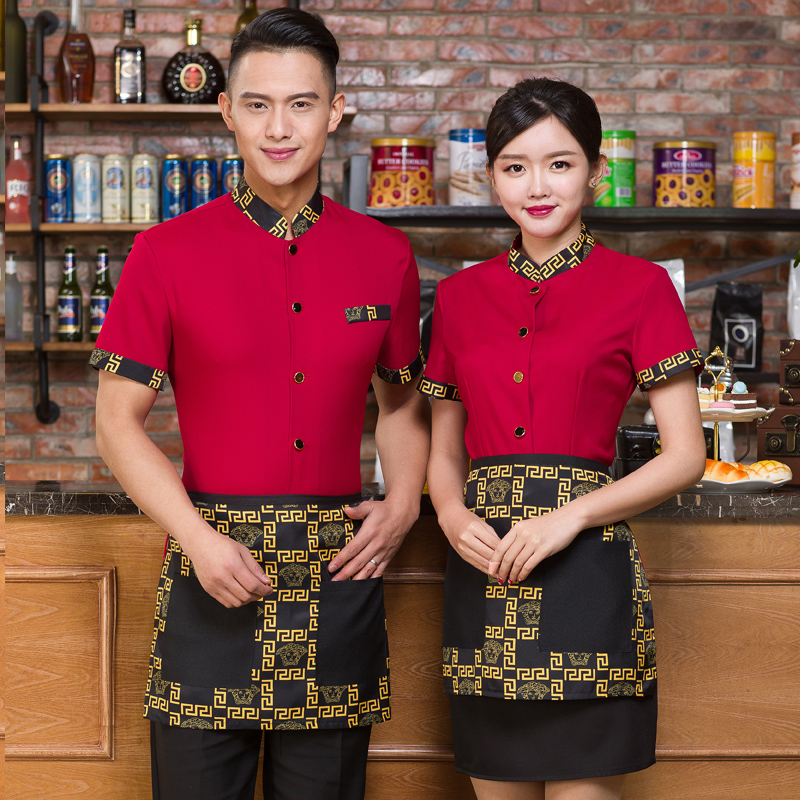 新颖鼎恒酒店工作服夏装女中餐厅饭店火锅店服务员短袖农家乐制服