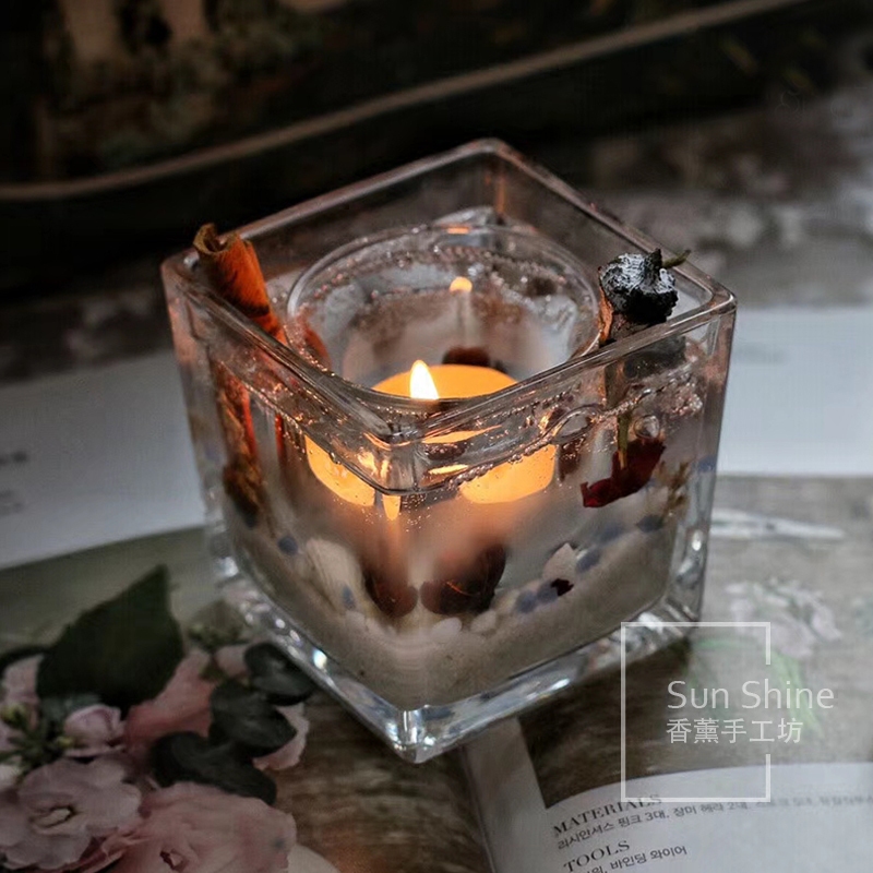 手工diy正方形蜡杯香薰蜡烛杯子唯美装饰果冻蜡大豆蜡容器自制