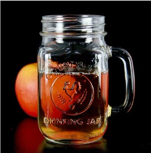 创意摆件公鸡杯罐头杯咖啡杯把手杯玻璃杯水杯果汁奶茶饮料密封罐