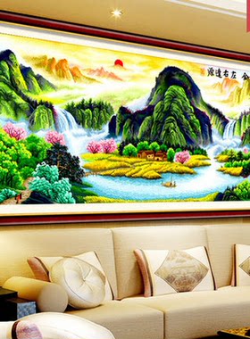 印花大幅客厅风景挂画十字绣