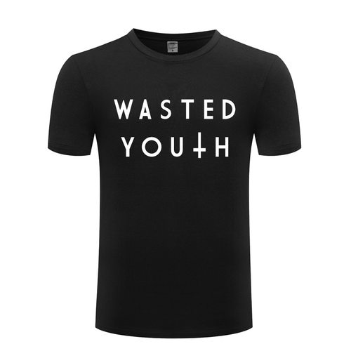 纯棉男式短袖T恤 Wasted Youth Inverted Cross 创意新奇