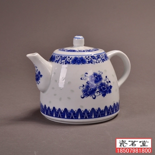 耐热防爆景德镇高温瓷茶壶冷凉水壶大号容量青花玲珑釉下彩陶瓷壶