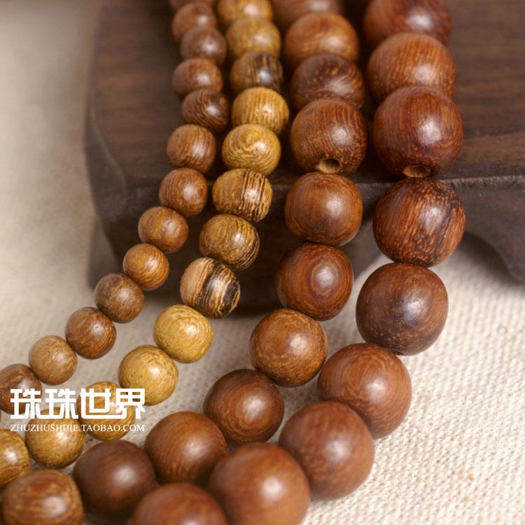 DIY手工串珠散珠 原木原色木珠白橡木圆珠