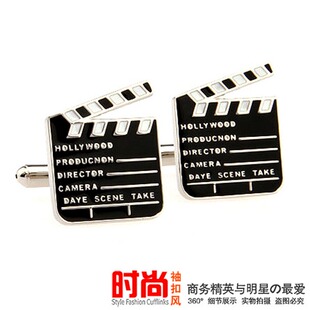 Clap 趣味电影场记板袖 口钉slate cufflinks 扣黑色方形男袖 board