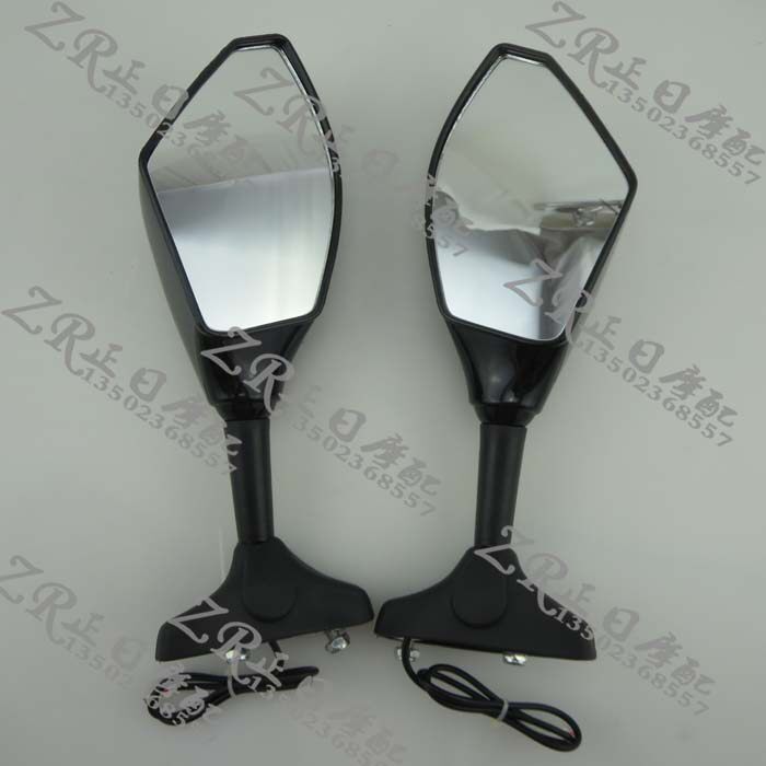 适用雅马哈YZF600-1000 R1 R6 带灯反光镜带LED灯后视镜 倒视镜