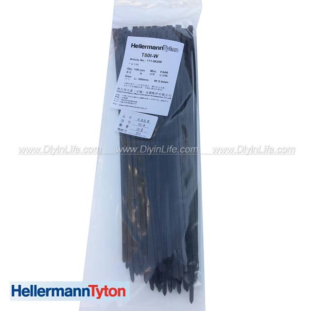 海尔曼太通HellermannTyton黑色捆线扎带理线扎带 4.6x300(mm)