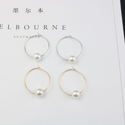 欧美风极简cos水原希子珍珠耳环