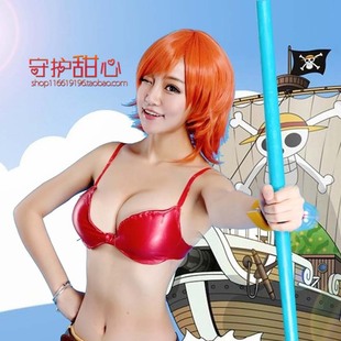 守护甜心海贼王 娜美 混橘红色假毛现货cosplay动漫假发