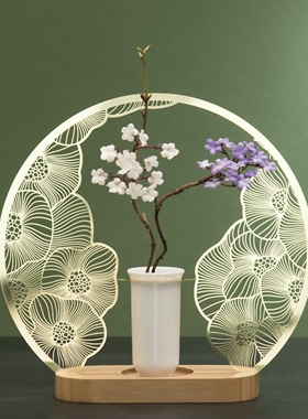 台湾 叶朵YeDuo设计 花好月圆 金色小花器创意台式小花瓶古典摆件