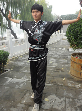 弹力丝绣龙武术服 太极服装 功夫服装 长拳服 装