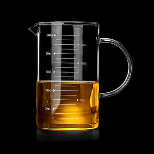 烘培耐热玻璃刻度量杯带盖子牛奶杯耐高温透明计量杯可微波炉加热