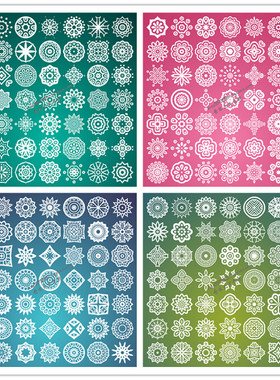 A1740矢量196个曼陀罗图案花纹 AI设计素材