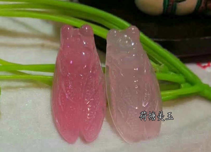 天然冰种粉芙蓉玉玛瑙玉石知了玉髓蝉吊坠一鸣惊人挂件学生女包邮