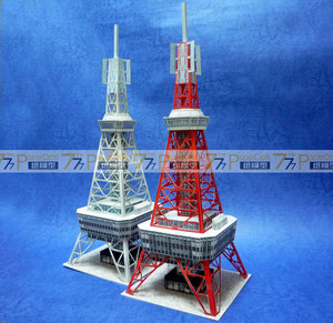 1:150日本建筑场景18 东京电视塔2个 纸模型 N比例铁道沙盘1:100