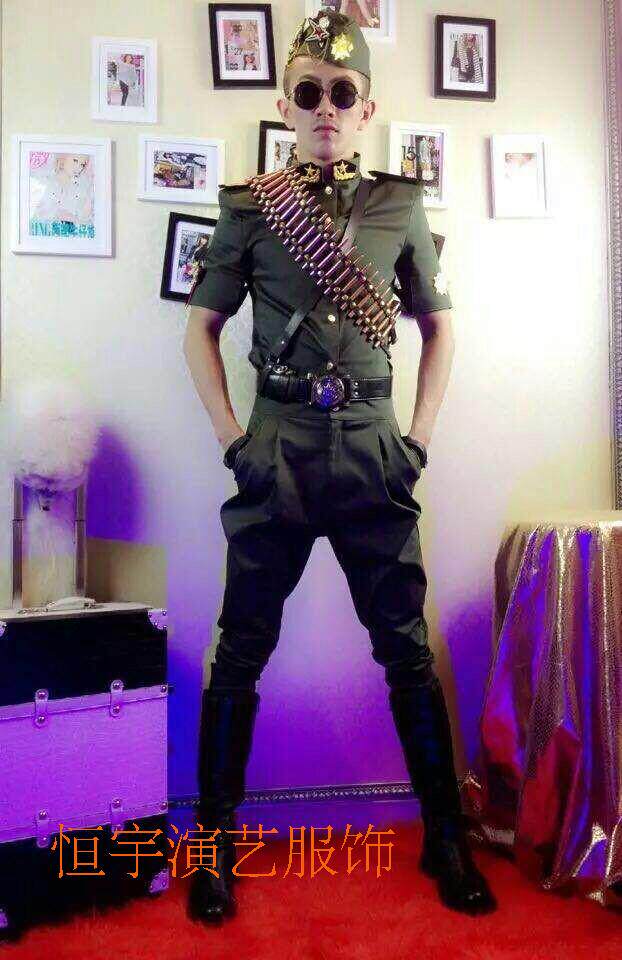军装演出服  舞蹈酒吧派对 Ｄｓ性感演出服 DJ男款