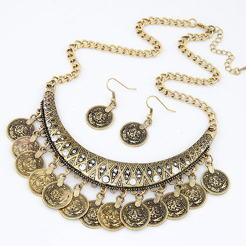 Europe and America Exaggeration Retro court Ethnic style Necklace Earrings suit Coin tassels have cash less than that is registered in the accounts Necklacein the Accessories/Fashion Jewelry, Necklace  category - from Buy2taobao.com to provide professional Taobao agent buy service