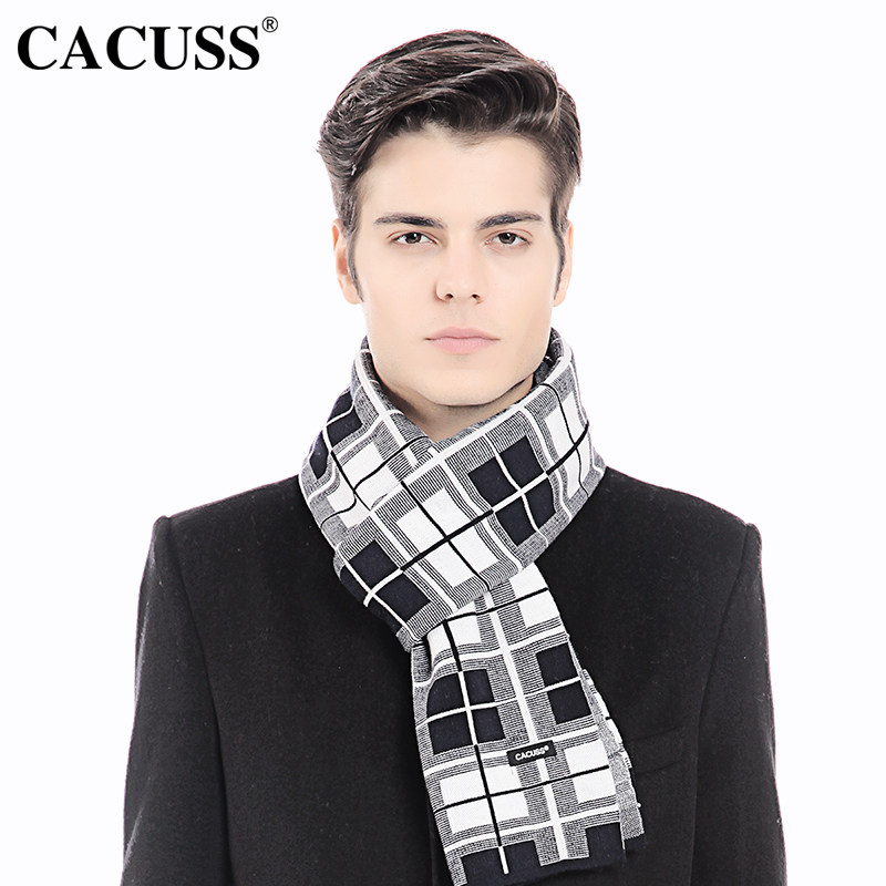 CACUSS 羊毛围巾男冬保暖围巾商务羊毛围巾男英伦加厚围脖礼盒装