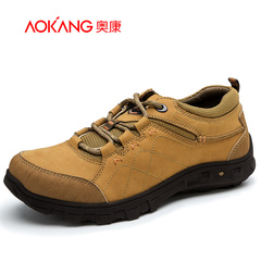 Aucom 2015 men Sports leisure shoes leather suede outdoor wear low cut shoes men's shoes