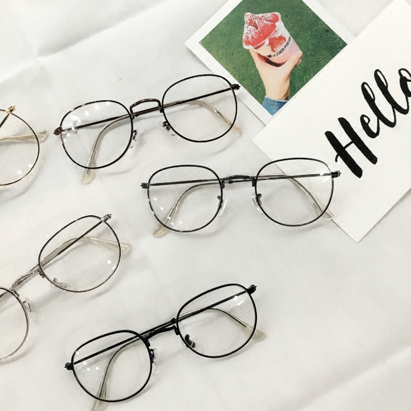 韩国ulzzang复古金属全细框平光镜韩版学院文艺原宿近视眼镜框架