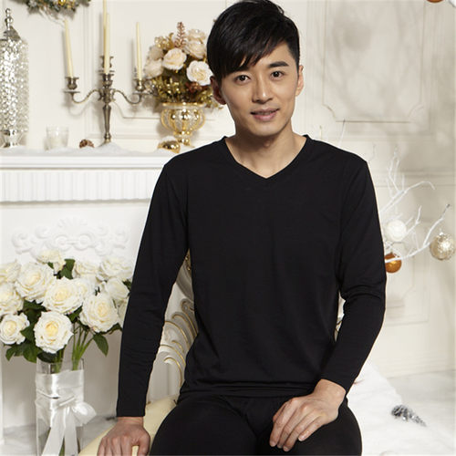 冠得棉莫代尔男士V领秋衣