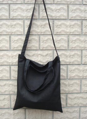 帆布包 单肩斜跨两用托特包/单肩包 黑色无印良品挎包 文艺布包