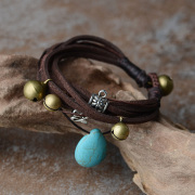 Ethnic bracelets multilayer Miao silver bells turquoise bracelets, leather bracelets woman hot 2502043