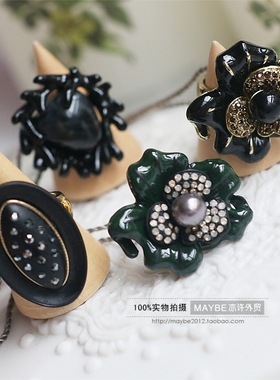 轻奢欧美风镀真金镶钻大花朵戒指