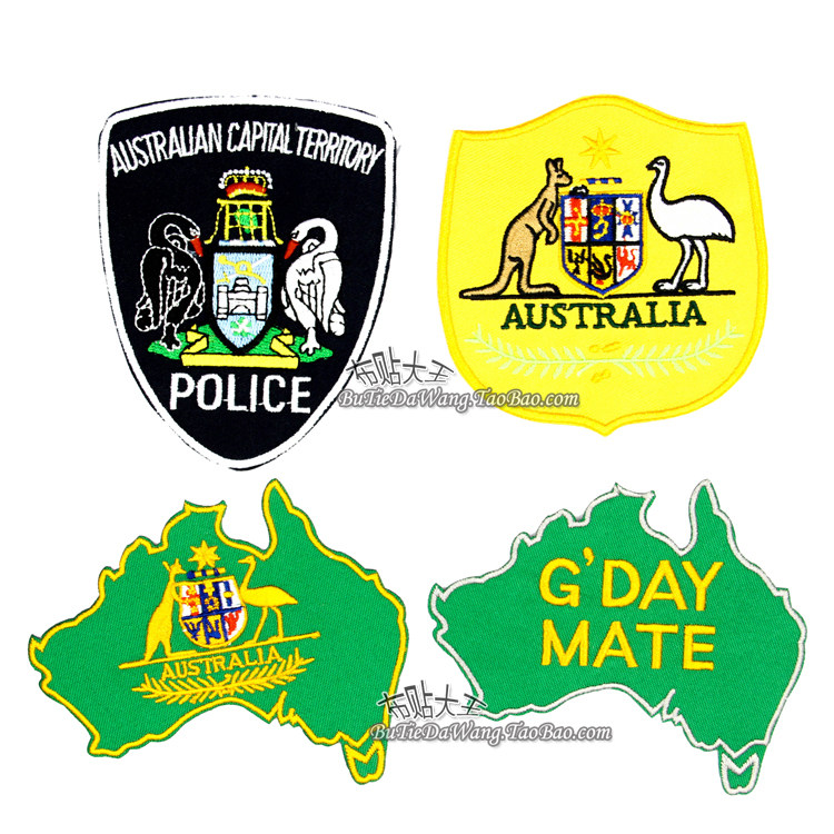 澳大利亚国旗布贴澳洲地图衣服可爱绣花补丁贴Australia布标patch