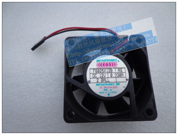 6厘米 F6025X12BFH 原装美电机 6025 12V 0.33A 二线滚珠散热风扇