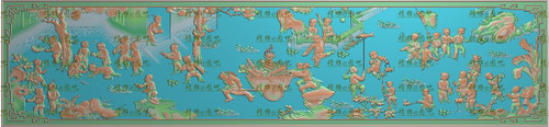 童子沙发大床靠背精雕图办公大班茶台侧前板浮雕百子背板1675x392